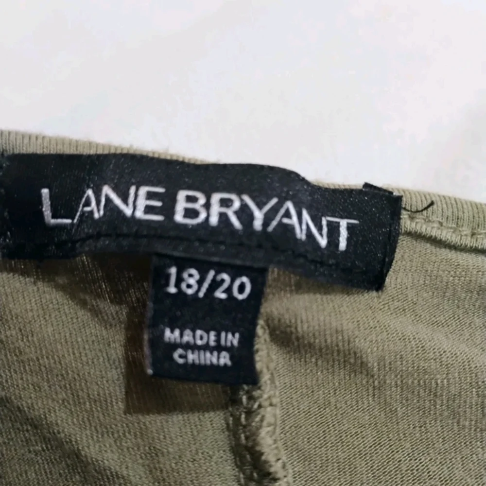 Lane Bryant Olive Green Cold Shoulder Blouse with Shoulder Lace - Picture 3 of 8